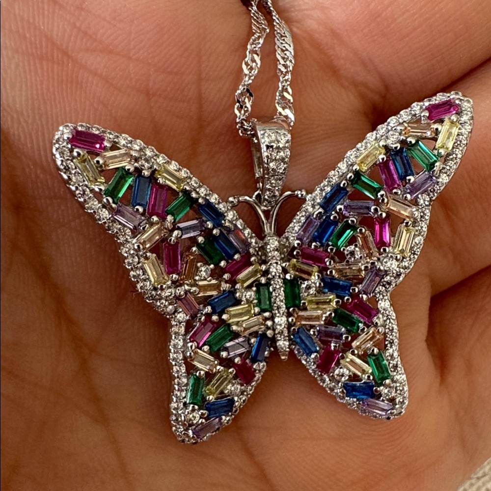 Tabitha Webb 925 Multicolored Butterfly Pendant Necklace - Picture 8 of 8